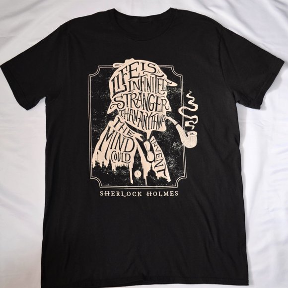 Sherlock Holmes Black Graphic T-Shirt - Picture 1 of 4